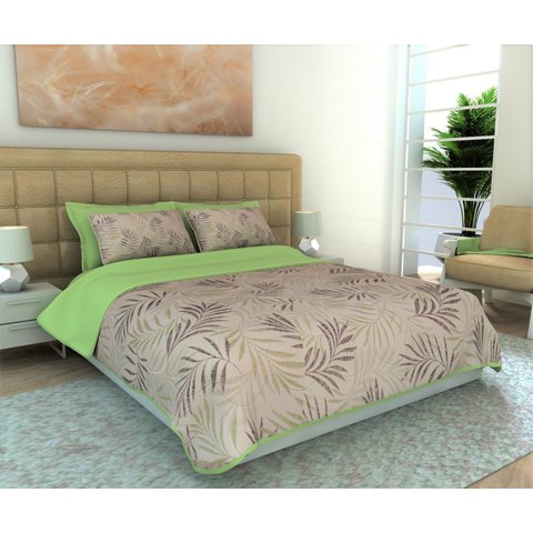 Cobre Leito King 3 Peças Malha 100% Algodão Folhagem Riscado