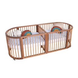 BERÇO MULTIFUNCIONAL CRESCER GÊMEOS MADEIRA JEQUITIBÁ NATURAL COM COLCHÃO INCLUSO - 3