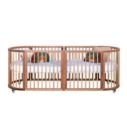 BERÇO MULTIFUNCIONAL CRESCER GÊMEOS MADEIRA JEQUITIBÁ NATURAL COM COLCHÃO INCLUSO - 2