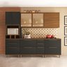 Cozinha Modulada Paneleiro 70cm  Aéreo 120cm com Vidros Reflecta 2 Aéreos geladeira 80cm Balcão com Tampo 120cm Balcão 80cm Completa 6 Peças Madri - 2