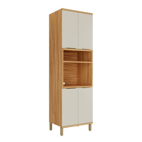 Paneleiro 70cm com 4 Portas e Espaço para Micro-Ondas 100% MDF Noruega Espresso Móveis Bege/Amêndoa/