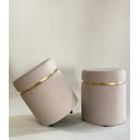 Ver imagem 2 de Kit 2 Puff com Cinta Dourada:bege