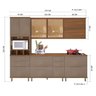 Cozinha Modulada Paneleiro Nicho Forno  Aéreo 120cm com Vidros Reflecta 2 Aéreos 80cm Balcão com Tampo 120cm Balcão 80cm Completa 6 Peças Madri - 4