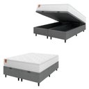 Ver imagem 1 de Cama Box Baú Colchão Casal King Molas Ensacadas Real Branco / Cinza Inducol Branco