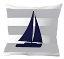 Ver imagem 1 de Capa Almofada Azul Barco À Vela Marítima Decorativo 50x50cm