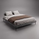 Ver imagem 2 de Cama Base Box Casal Unique Estrutura em Madeira Pés de Ferro Cinza Desk Design