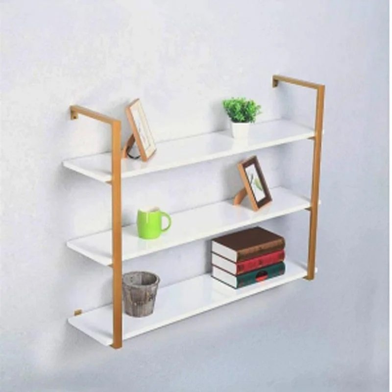 Prateleira Industrial Premium Dourado com Branco - 70 Cm