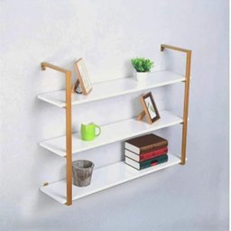 Prateleira Industrial Premium Dourado com Branco - 70 Cm - 1