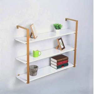 Prateleira Industrial Premium Dourado com Branco - 70 Cm