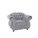 Ver imagem 1 de Poltrona Chesterfield Merlo - Veludo Cinza Prata / Decoração, recepção , barbearia, sala tv estar