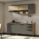 Ver imagem 1 de Cozinha Modulada 4 Peças 2 Aéreos e 2 Balcões Magnólia Yescasa Preto/Mel/Grafite