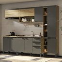Ver imagem 1 de Cozinha Modulada 5 Peças 2 Aéreos 2 Balcões 1 Paneleiro Magnolia Yescasa Preto/Mel/Grafite