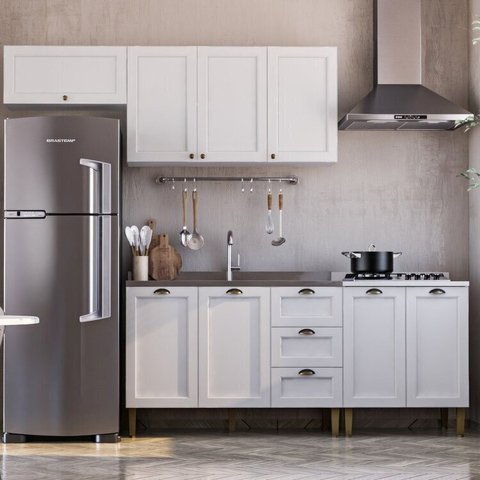 Cozinha Modulada 4 Peças 2 Aéreos 2 Balcões Lavanda Yescasa Branco