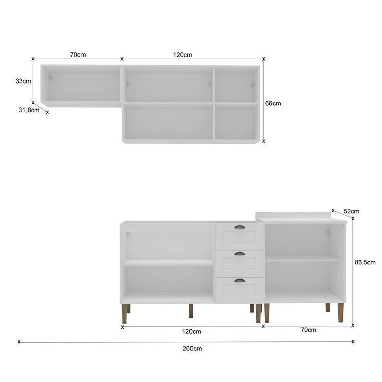 Cozinha Modulada 4 Peças 2 Aéreos 2 Balcões Lavanda - 4