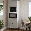 Ver imagem 1 de Torre para 2 Fornos 2 Portas 1 Gaveta 100% MDF Iluminata Cinza/Breanco/Fendi