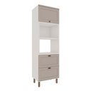 Ver imagem 2 de Torre para 2 Fornos 2 Portas 1 Gaveta 100% MDF Iluminata Cinza/Breanco/Fendi