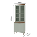 Ver imagem 3 de Armário Cristaleira com 2 Portas de Vidro e Balcão com 2 Portas Provençal 100% MDF Verde/Mint/Ébano