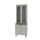 Ver imagem 2 de Armário Cristaleira com 2 Portas de Vidro e Balcão com 2 Portas Provençal 100% MDF Verde/Mint/Ébano