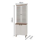Ver imagem 3 de Armário Cristaleira com 2 Portas de Vidro e Balcão com 2 Portas Provençal 100% MDF Branco/Ébano