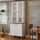 Ver imagem 1 de Armário Cristaleira com 2 Portas de Vidro e Balcão com 2 Portas Provençal 100% MDF Branco/Ébano