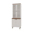 Ver imagem 2 de Armário Cristaleira com 2 Portas de Vidro e Balcão com 2 Portas Provençal 100% MDF Branco/Ébano