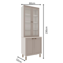 Ver imagem 3 de Armário Cristaleira com 2 Portas de Vidro e Balcão com 2 Portas Provençal 100% MDF Cinza/Branco/Fendi