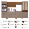 Cozinha Modulada Torre Quente Aéreo Ripado Balcão para Pia Sem Tampo Cristaleira 4 Portas e Vidros Reflecta Completa 6 Peças Madri - 5