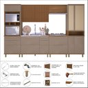 Ver imagem 6 de Cozinha Modulada 6 Peças Torre Quente Aéreo Ripado Cristaleira 4 Portas e Vidros Reflecta Madri