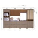 Ver imagem 4 de Cozinha Modulada 6 Peças Torre Quente Aéreo Ripado Cristaleira 4 Portas e Vidros Reflecta Madri