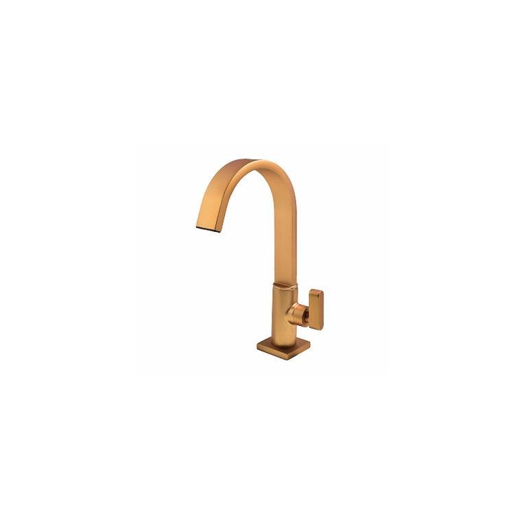 Torneira de Mesa para Lavatório Bica Móvel Dourado Fosco - Perflex