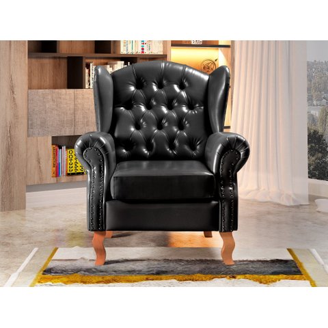 Poltrona Chesterfield Decoração Retrô Vintage Preto