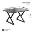 Ver imagem 3 de Mesa para Sala de Jantar Retangular 120x90cm MDF com Vidro Império Preto/Fosco/Grafite
