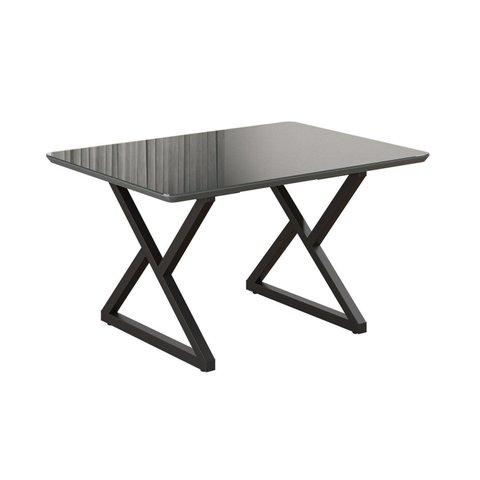 Mesa para Sala de Jantar Retangular 120x90cm MDF com Vidro Império Preto/Fosco/Grafite