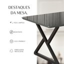 Ver mais imagens de Mesa para Sala de Jantar Retangular 120x90cm MDF com Vidro Império Preto/Fosco/Grafite