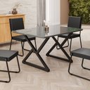 Ver imagem 2 de Mesa para Sala de Jantar Retangular 120x90cm MDF com Vidro Império Preto/Fosco/Grafite