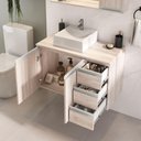 Ver imagem 5 de Conjunto Gabinete Banheiro Prisma 80cm Gabinete + Cuba + Espelheira Madeirado Inteiro