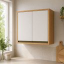 Ver imagem 1 de Armário Aéreo de Cozinha 80cm 2 Portas 100% MDF Barbados Espresso Móveis Bege/Amêndoa/Off White