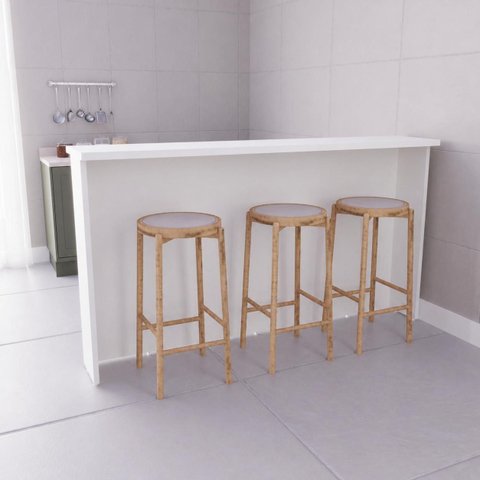 Bancada Ilha 200cm 100% MDF Cozinha Sevilha Branco/Ártico/Cinza Argila