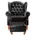 Ver imagem 2 de Poltrona e Puff Chesterfield Imperador Decoração Retrô Vintage Preto