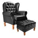 Ver imagem 1 de Poltrona e Puff Chesterfield Imperador Decoração Retrô Vintage Preto