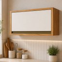 Ver imagem 1 de Armário Aéreo de Cozinha 80cm 1 Porta Basculante 100% MDF Barbados Espresso Móveis Bege/Amêndoa/Off White