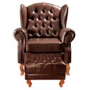 Ver imagem 2 de Poltrona e Puff Chesterfield Imperador Decoração Retrô Vintage Marrom Café