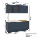Ver imagem 4 de Cozinha Compacta Modulada 4 Peças 6 Portas 3 Gavetas 1 Tampo Sevilha Azul/Órion