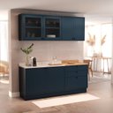 Ver imagem 1 de Cozinha Compacta Modulada 4 Peças 6 Portas 3 Gavetas 1 Tampo Sevilha Azul/Órion