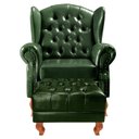 Ver imagem 2 de Poltrona e Puff Chesterfield Imperador Decoração Retrô Vintage Verde