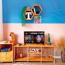 Ver imagem 1 de Rack de TV Industrial de Ferro 1,20m Carvalho e Branco