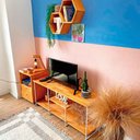 Ver imagem 2 de Rack de TV Industrial de Ferro 1,20m Carvalho e Branco