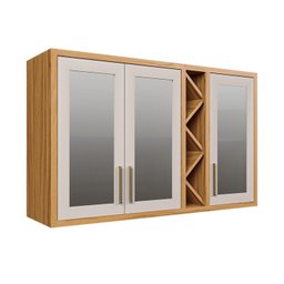Armário Aéreo de Cozinha 120cm 3 Portas com Vidro Reflecta 100% Mdf Barbados Espresso Móveis - 4