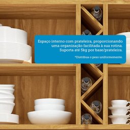 Armário Aéreo de Cozinha 120cm 3 Portas com Vidro Reflecta 100% Mdf Barbados Espresso Móveis - 7