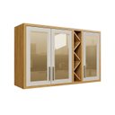 Ver imagem 3 de Armário Aéreo de Cozinha 120cm 3 Portas com Vidro Reflecta 100% MDF Barbados Espresso Móveis Bege/Amêndoa/Off White